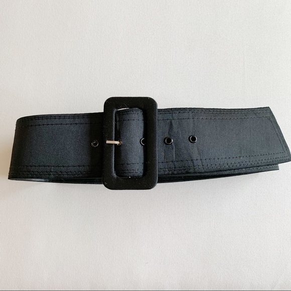 Alice & Olivia Satin Black Belt